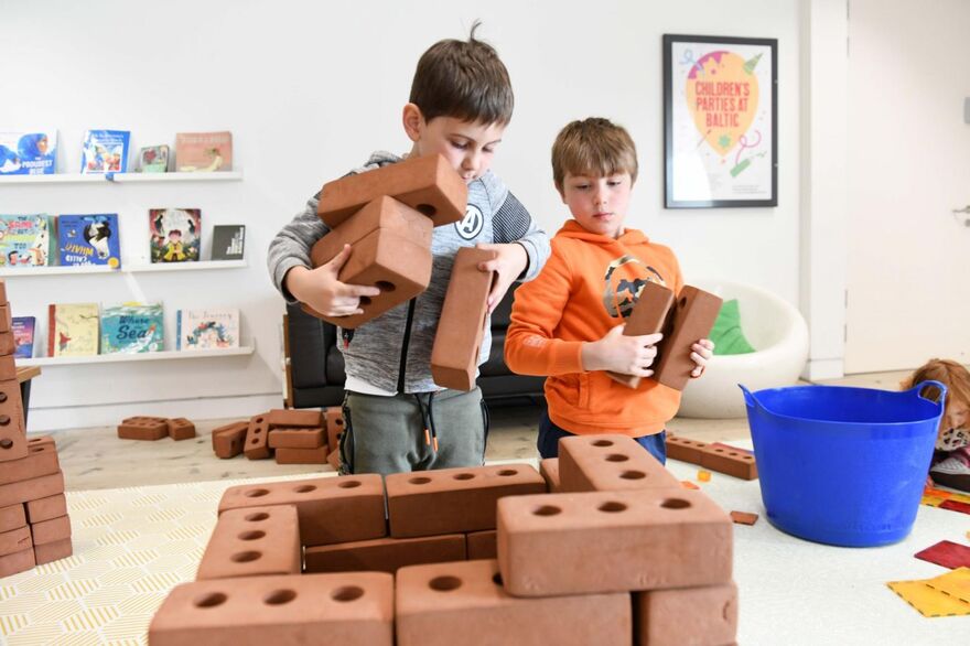 Children playing with bricks