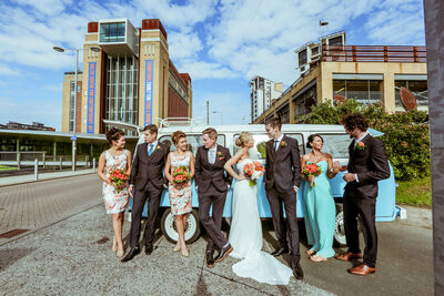 Wedding party outside Baltic