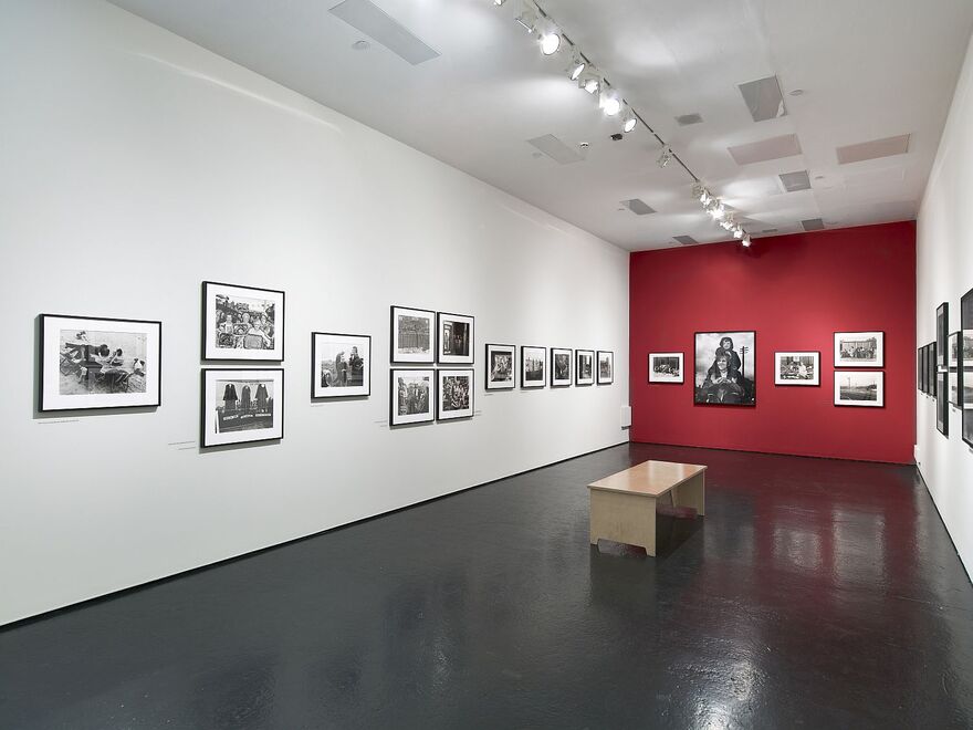 Black and white photographs on the walls