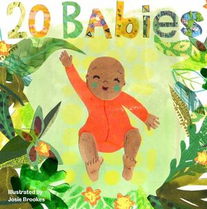20 Babies illustrated book cover with baby smiling surrounded by leaves