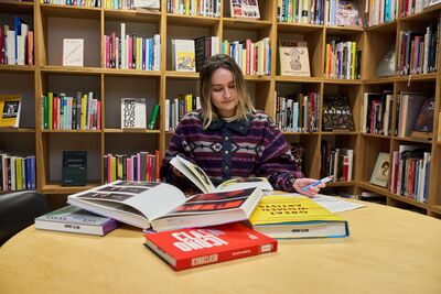 Person reading in the Library