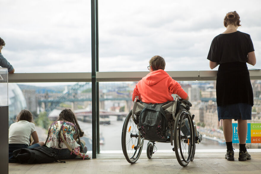 Wheelchair user enjoying view