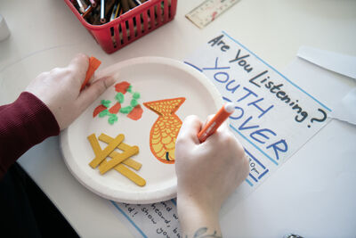 Fish and chips crafts on a paper plate