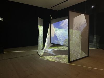 Art projection on three screens