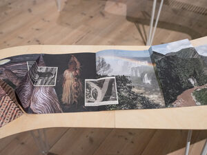 Print images on a wooden table