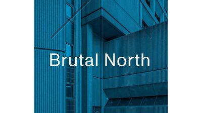 Front cover of book, brutal architecture and title. 