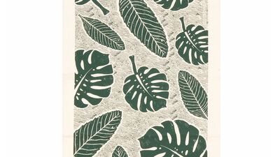 Tea Towel with green leaves