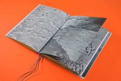 A black and white zine on a yellow background